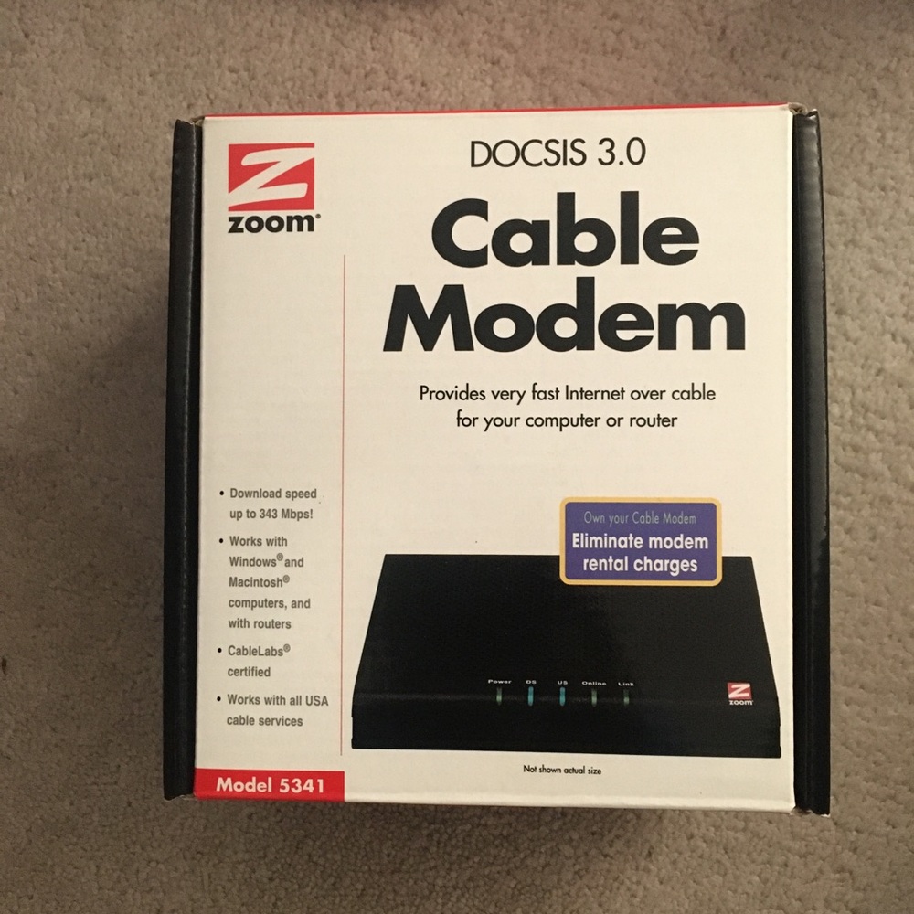 Zoom - DOCSIS 3.0 High-Speed Cable Modem - Black